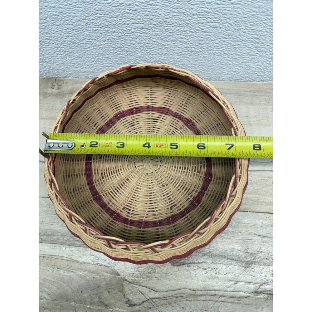 Vtg Handwoven Round Basket 7